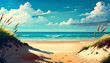 Escape to paradise where the sea meets the sky, and  you hear is the peaceful rhythm of the waves lapping at the shore. Breathe in fresh ocean air, and feel the sand between your toes, Generative AI 