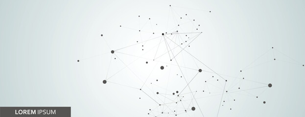 Aufkleber - Abstract science atom technology. Connection dot and line. Biology structure design