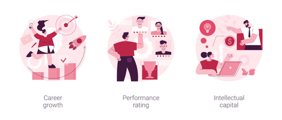 Poster - employee efficiency abstract concept vector illustration set. career growth, performance rating, int