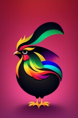 Sticker - colored rooster