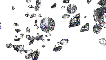 shiny diamonds on white surface background. concept image of luxury living, expensive things and hig