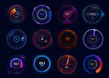 Futuristic Car Speedometer Gauge Neon Dials