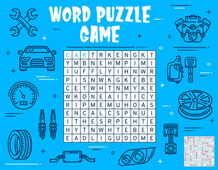 Aufkleber - Word search puzzle game with car spare parts