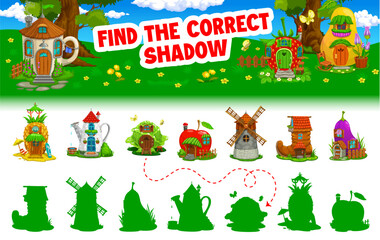 Poster - Find correct shadow of cartoon fairytale houses