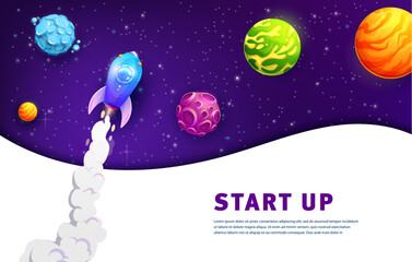 Poster - Space landing page, business start up, spaceship