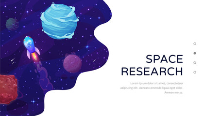Poster - Space landing page, galaxy landscape and shuttle