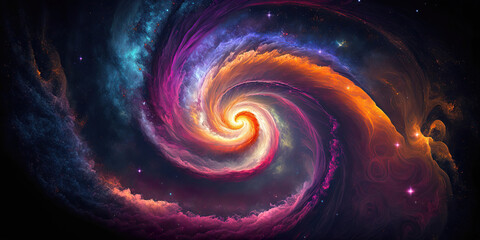 Wall Mural - colorful spiral galaxy background, generative ai