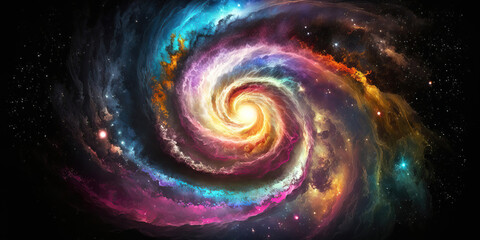 Wall Mural - colorful spiral galaxy background, generative ai