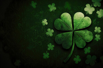 green four leaf clover shamrock background, generative ai