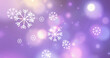 Digital image of snowflakes falling against spots of light on purple background