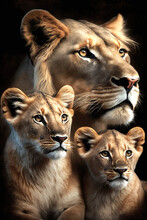 Lion Family. Generative AI