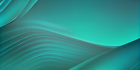 Background wallpaper of turquoise and light green elegant abstract waves, soft and silky texture. Generative AI.