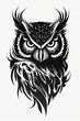 Owl, Logo style, Black design white background, Minimalistic, Generative Ai