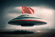 Ufo with chinese flag - Generative AI