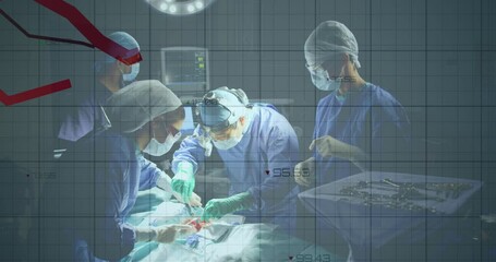 Poster - Animation of statistical data processing over team of surgeons performing operation at hospital