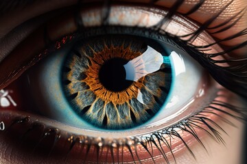 Poster - a close up of a woman's eye scans. generative ai