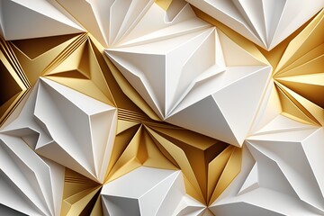 abstract golden and white triangles 3d render illustration background. elegant modern and creative g