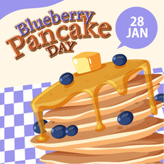 Canvas Print - National Blueberry Pancake Day Banner Day