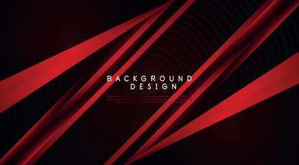 Abstract black red gaming background with modern luxury neon red light ray and triangle stripes line paper cut style