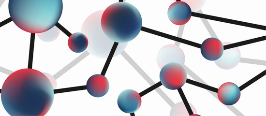 Poster - Line points connections geometric landing page background. Fluid circles and spheres with liquid gradients. Vector Illustration For Wallpaper, Banner, Background, Card, Book Illustration, landing page
