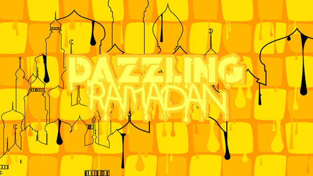 Dazzling Ramadan. Graffiti tag. Abstract modern holiday street art decoration performed in urban painting style.