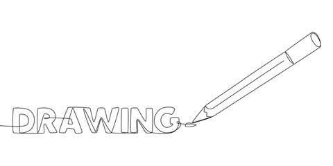Poster - One continuous line of Drawing text written with a pencil, felt tip pen. Thin Line Illustration vector concept. Contour Drawing Creative ideas.