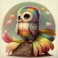 Cute Tiny Rainbow Owl