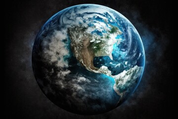 Wall Mural - earth, a tiny blue planet in outer space.