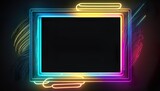Fototapeta Panele - Colorfull Acrylic Paint Splash, Artistic Abstract Frame with Dark Color and Neon Light Created with Generative AI Technology