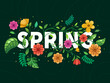 A spring typographic illustration is surrounded by blooming flowers and thriving plants. The design showcases a diverse array of colorful flowers and lush greenery.
Greeting card, web, animation.