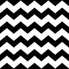 Poster - Grunge zigzag seamless pattern. Black and White chevron fabric texture. Abstract zig zag background. Repeating vector