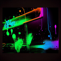 Wall Mural - neon rainbow background. soft texture on dark abstract empty space background.  Created by AI. AI photo