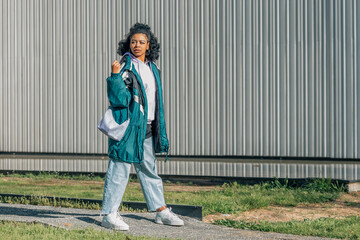 Canvas Print - fashionable urban girl on the street outdoors