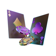 Dark Style Poker Card with Chip Element 