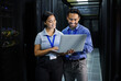 © Nina L/peopleimages.com - Server room, laptop and people team for software management, system upgrade and cyber security. Teamwork technician, engineering or programmer staff on computer, information technology or programming