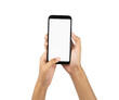 © berkahjayamaterial - two hands holding smartphone for mockups