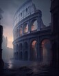 View of the roman coliseum ideal for backgrounds, generative AI