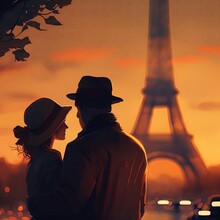 Romantic Couple In Paris