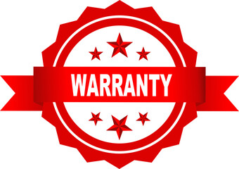 Wall Mural - Warranty label icon symbol red white design transparent background