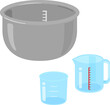 炊飯器の内釜と米用の計量カップ