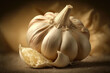 © RocknRoller Studios - Premium Close up view of Garlic. Vegan themed, healthy food concept. Generative AI.