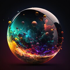 Wall Mural - the whole universe is conceptualised in a bubble. generative ai