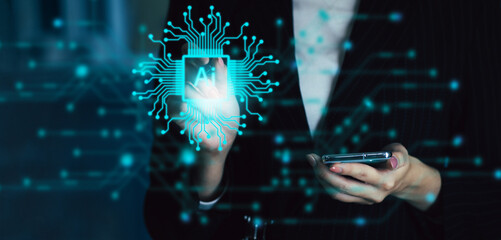 Poster - Ai technology. Digital transformation change management, internet of things. new technology bigdata and business process strategy, smart industry.
