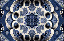 Porcelain Flower Fabric Pattern. Abstract Traditional Folk Antique Porcelain Floral Graphic Line. Texture Textile Vector Illustration Ornate Elegant Luxury Style. Print Design For Background, Utensils