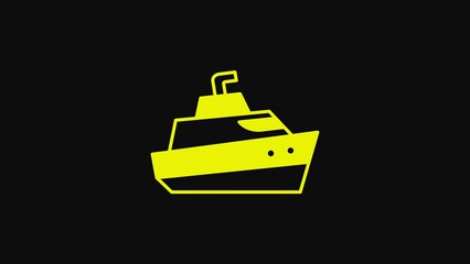 Canvas Print - Yellow Speedboat icon isolated on black background. 4K Video motion graphic animation