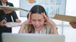 © M Stocker - Young asian businesswoman working feels furious stressed, having problems at work and angry upset