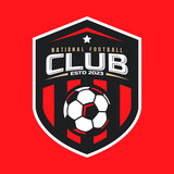 Fototapeta  - Football and soccer college vector logo isolated. Soccer emblem. Vector illustration of logos on football theme