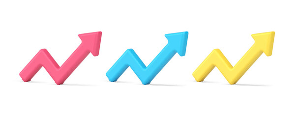 Poster - graph chart arrow up angular badge index information analyzing isometric 3d icon set vector