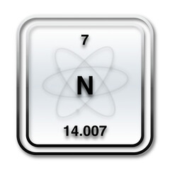 Poster - Illustrazione con simbolo elemento chimico gas Azoto su sfondo trasparente