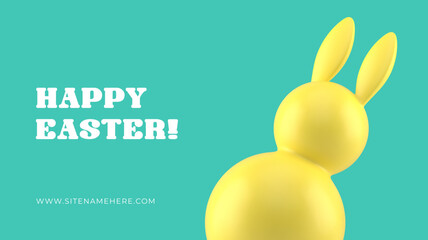 Poster - Happy Easter greeting banner template design tumbler bunny festive celebration realistic vector illustration